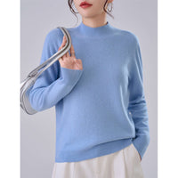 Damen Feiner Feinstrick-Pullover mit kurzem Stehkragen und Kaschmir-Optik Nord Taschen in Stilles Blau