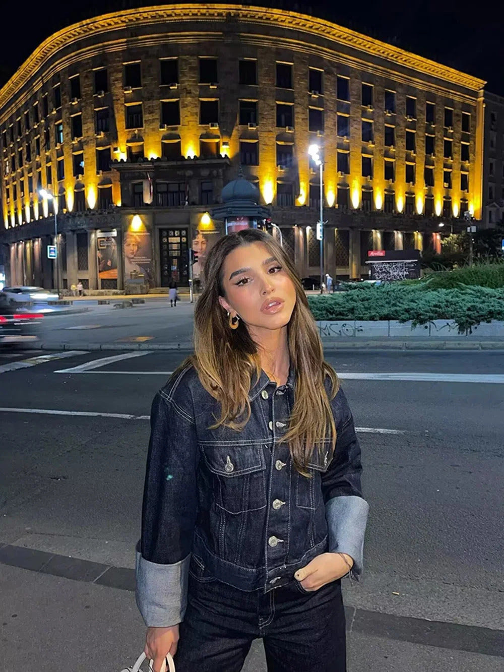 Mina | Damen Übergangsjacke Mit Krempelärmeln & Knopfleiste