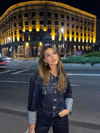 Mina | Damen Übergangsjacke Mit Krempelärmeln & Knopfleiste