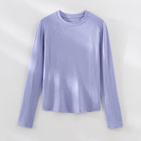 Damen Leichtes Longsleeve-Feinstrickshirt mit Raglanärmeln und Rundhalsausschnitt Nord Taschen in Violett