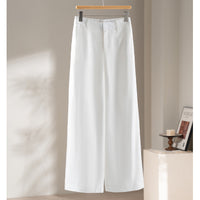 Damen Palazzo-Hose aus leichtem Leinenmix mit hohem Bund und Bügelfalte Nord Taschen in Weiß