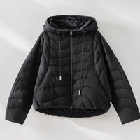 Damen gesteppte Kapuzen-Winterjacke mit tailliertem Gummizug Nord Taschen in Dunkles Spacegrau