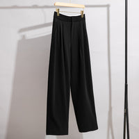 Damen Hochtaillierte Plissee-Bundhose mit weitem Bein Nord Taschen in Schwarz