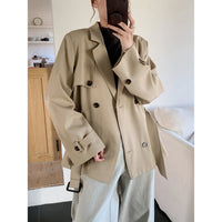 Damen Kurztrench im Oversize-Schnitt mit Doppelreihe und Bindegürtel Nord Taschen in Khaki – Premium‑Serie