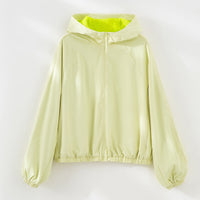 Damen Leichte Kapuzenjacke mit Kurzreißverschluss, Raglanärmeln und elastischem Saum Nord Taschen in Apfelgrüne Jacke