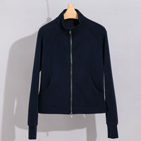 Damen Performance-Trainingsjacke mit Stehkragen und Daumenloch Nord Taschen in Dunkelblaues Oberteil