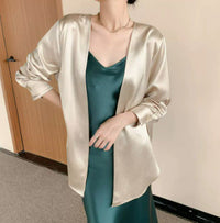Damen Satin Robe Nord Taschen in Champagner
