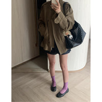 Damen Kurzjacke mit Kordelzug‑Taille, Oversize‑Ärmeln und verdeckter Reißverschluss Nord Taschen in Militärgrau