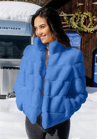Damen Modische Daunenjacke mit hohem Kragen in Blau