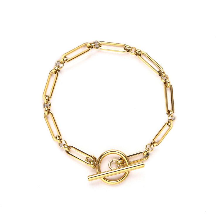 Gold Link T-Bar Bracelet