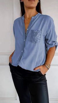 Lila® | Schickes Glamour-Top in Blau