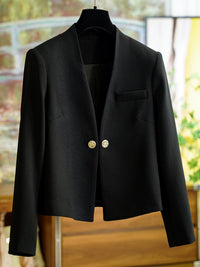 Damen Stilvoller Kurzblazer mit glamourösen Knöpfen Nord Taschen in Schwarz