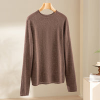 Damen Feiner leichtgewichtiger Rundhals-Feinstrickpullover mit Raglanärmeln Nord Taschen in Braun
