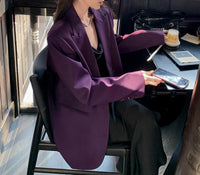 Damen Stilvoller Oversized Blazer Nord Taschen in Lila