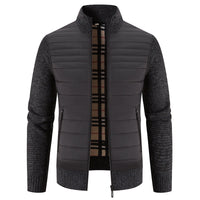 Herren gesteppte Hybridjacke mit Strickärmeln und modernem Stehkragen Avellé in Dunkelgrau