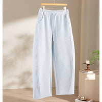 Damen Relaxed-Fleece-Hose mit hoher Taille, Tunnelzug und dekorativer Seitennaht Nord Taschen in Minzblau Hose
