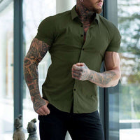Manfred | Herren Elegantes Slim Fit Kurzarm Hemd in Grün
