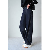 Damen Weite Jeans mit hohem Bund Nord Taschen in Dämmerungsblau