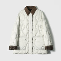 Damen Steppjacke mit karierten Akzenten Nord Taschen in Sanftes Weiß
