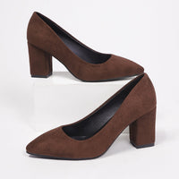 Damen elegante High Heel Pumps mit robustem Blockabsatz Nord Taschen in Braun