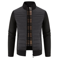 Herren gesteppte Hybridjacke mit Strickärmeln und modernem Stehkragen Avellé in Schwarz