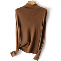 Damen Leichter Feinstrick-Rollkragenpullover mit fließender Passform Nord Taschen in Öl-Kastanienbraun
