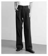 Herren weite hochtaillierte Bundfaltenhose aus Baumwollmix Nord Taschen in Schwarz