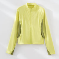 Damen Atmungsaktive Sportjacke mit Stehkragen, Raglanärmeln und Stretch-Einsätzen Nord Taschen in Leuchtgrün
