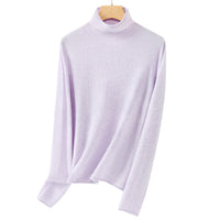 Damen Feiner Rollkragenpullover aus ultraleichtem Feinstrick mit schlanker Silhouette Nord Taschen in Taro-Violett