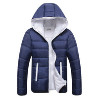 Mila | Wattierte Kapuzen Steppjacke in Navy + Weiß