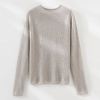 Damen Feiner leichtgewichtiger Rundhals-Feinstrickpullover mit Raglanärmeln Nord Taschen in Khaki