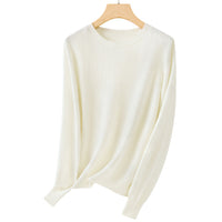 Damen Feiner Rundhals-Feinstrickpullover mit leichter Oversize-Passform Nord Taschen in Weiß