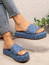 Damen Modische Flip-Flop Pantoletten mit Komfort-Ausschnitt in Blau