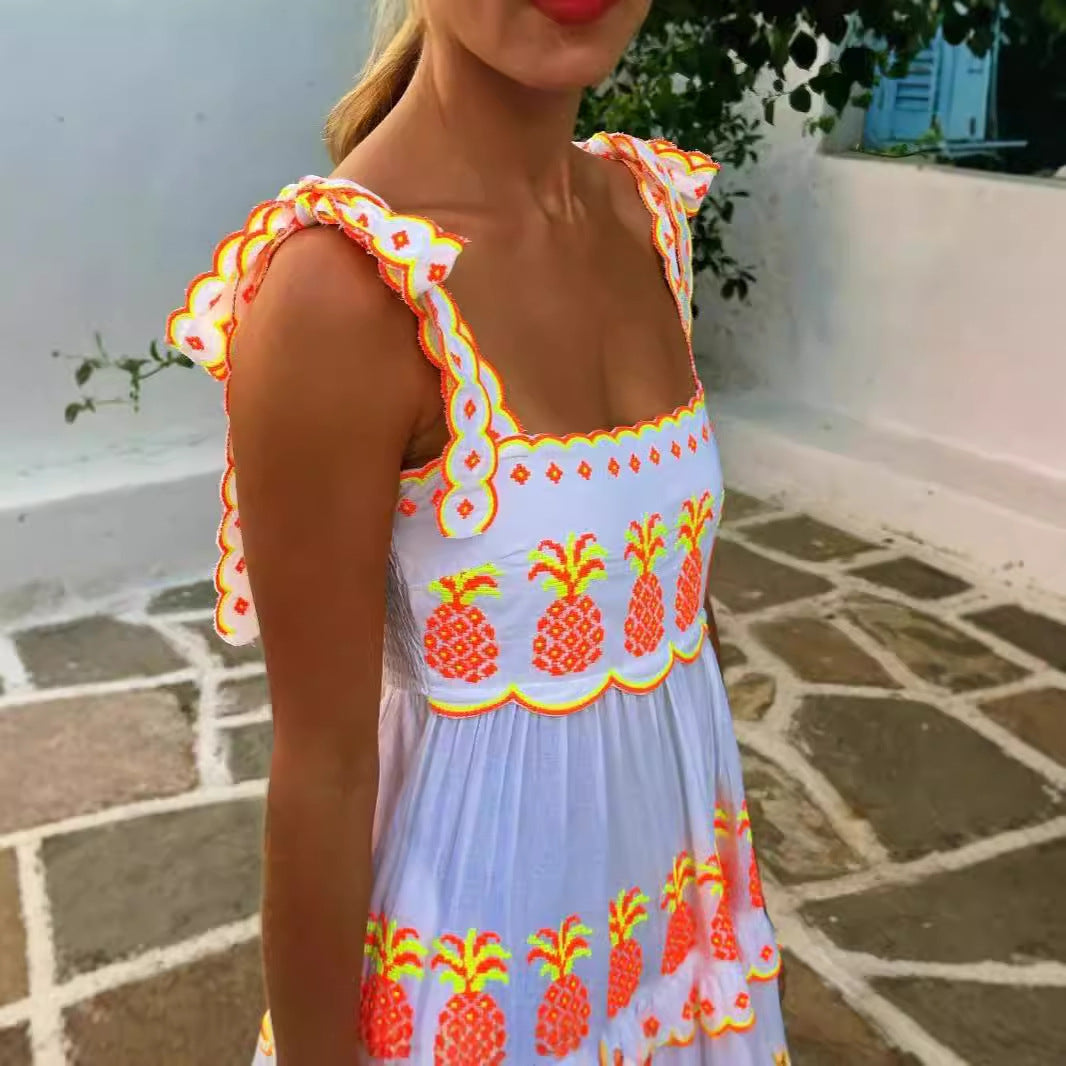 Shaira | Langes besticktes Bohemian Kleid