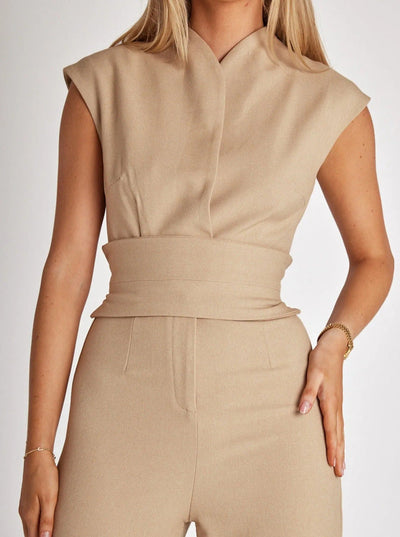 Artemisia® | Ärmelloser Damen-Jumpsuit mit Gürtel und Hose mit weitem Bein