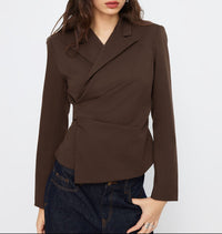Damen Eleganter Tailored Blazer Nord Taschen in Dunkelbraun