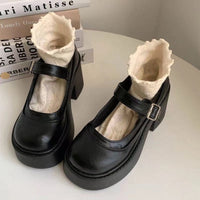 Damen Dirndl Schuhe | Plattform mit Riegelriemen in Schwarz