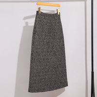Damen Hochtaillierter Tweed-Midirock mit geradem Schnitt und leichter A‑Linie Nord Taschen in Grau Melierter Rock
