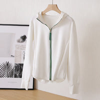 Damen Sportliche Jacke mit Kapuze Nord Taschen in Weiß