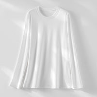 Damen Langärmeliges Rundhals-Longsleeve aus Modal-Mix mit fließender Silhouette Nord Taschen in Weiß
