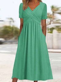 Maryjane | Damen Midikleid | V-Ausschnitt in Grün