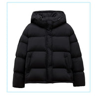 Damen Stilvolle Daunenjacke mit Kapuze Nord Taschen in Schwarz