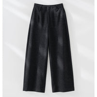 Damen Elegante hochtaillierte Wollblend-Palazzohose mit Bundfalten und geradem Bein Nord Taschen in Schwarz