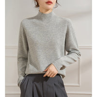 Damen Feiner Feinstrick-Pullover mit kurzem Stehkragen und Kaschmir-Optik Nord Taschen in Muschelgrau