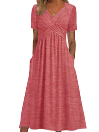 Maryjane | Damen Midikleid | V-Ausschnitt in Rosa