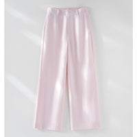 Damen Palazzo-Hose aus leichtem Leinenmix mit hohem Bund und Bügelfalte Nord Taschen in Rosa
