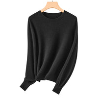 Damen Feiner Rundhals-Feinstrickpullover mit leichter Oversize-Passform Nord Taschen in Diamantschwarz