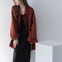 Damen Übergroße Utility-Jacke Nord Taschen in Kastanienrot