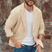 Herren Jersey Sakko leger mit Taschen in Apricot