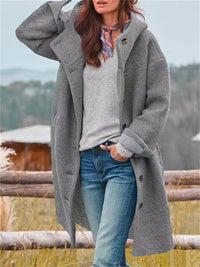 Eleganter Kapuzen-Wollmantel - Couture Kollektion in Grau